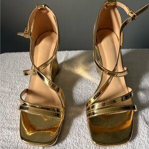 Gold Strappy Women's Heels